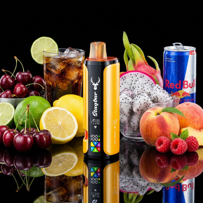 stagbar-180000-puffs-vape-exotic-edition-cherry-cola-lemon-lime-black-dragon-ice-red-bull-peach-berry-strawberry-raspberry-ice - 28-05-2026 14-3d Stag bar 6in1 180K – Exotic Edition 5%