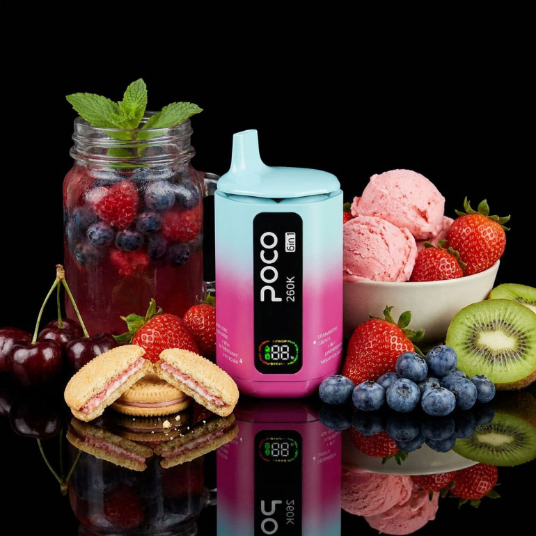 Poco 260K 6IN1 – Blue Razz Lemonade & Strawberry Ice Cream & Strawberry Cherry & Strawberry Vanilla Cookie & Mixed Berries & Blueberry Kiwi 5%