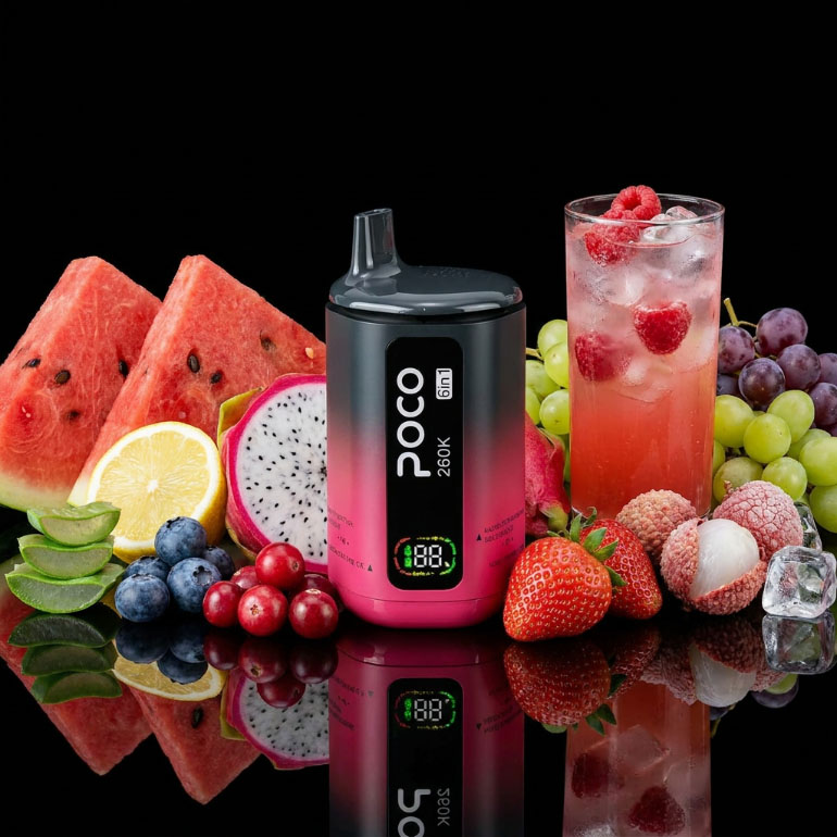 Poco 260K 6IN1 – Watermelon Lemon & Blackcurrant Ice & Sour Strawberry Dragon Fruit & Aloe Lychee Ice & Blackberry Canberry & Pink Lemonade 5%